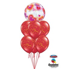Bouquet 145 Love You Doodle Hearts Qualatex #34072 40862-6